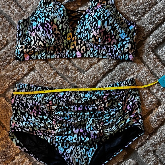 Torrid leopard print pink and blue 3x super cute swim set - Picture 9 of 11